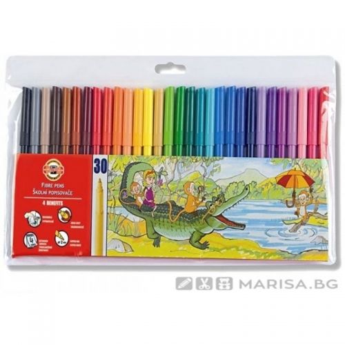 Флумастери 30 цвята Кохинор