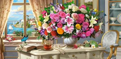 Пъзел CASTORLAND 4000 ел. Summer Flowers and Cup of