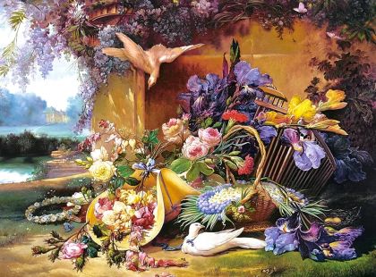 Пъзел Castorland  2000 ел. C-200276-2 Elegant Still Life with Flowers, Eugene Bidau