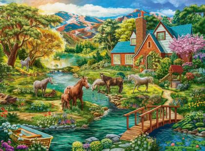 Пъзел Castorland  2000 ел.  Idylic House with Horses