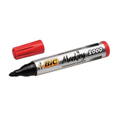 Маркер BIC перманентен - червен цвят,объл връх