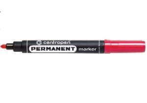 Маркер Centropen 8566  - перманентен ,объл връх,цвят червен